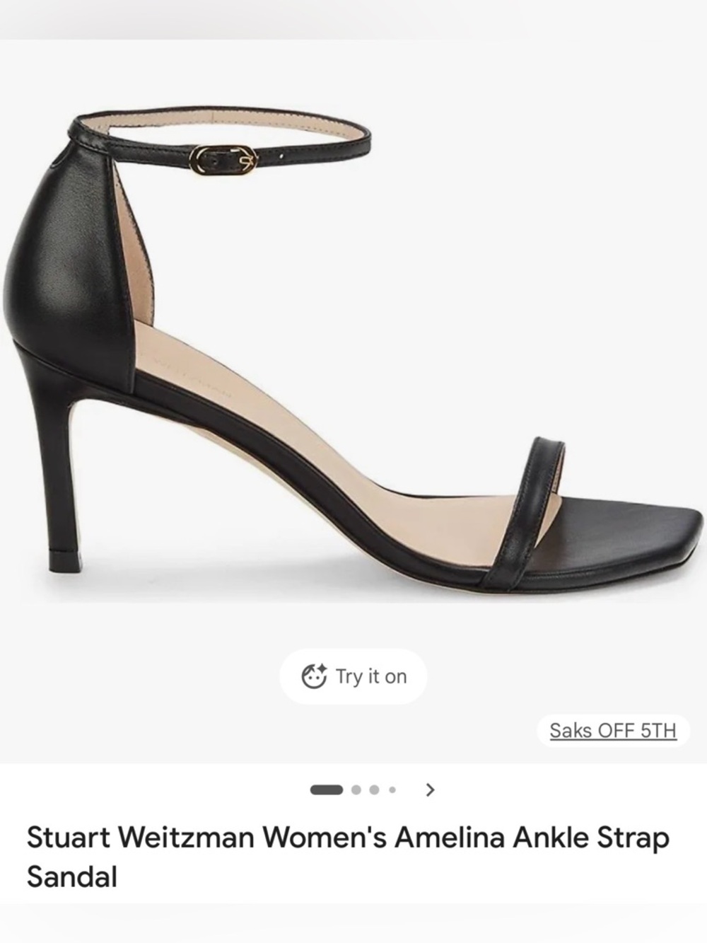 Stuart Weitzman Black Ankle-Strap Mid Heel Sandal